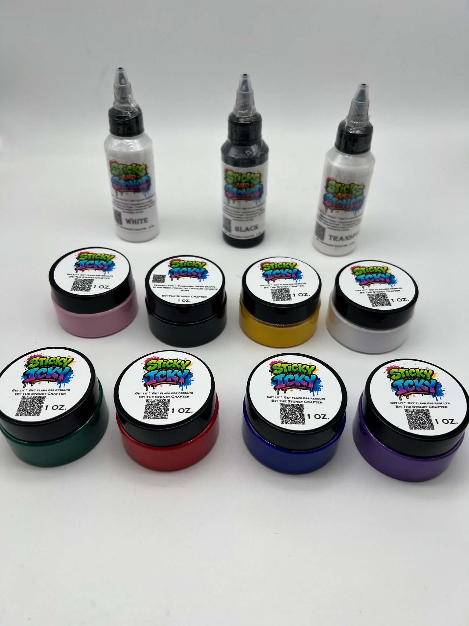 Sticky Icky BRITTS KIT  8 1oz Jars Sticky Icky 1 of each 2oz bottle Sticky and Stoned